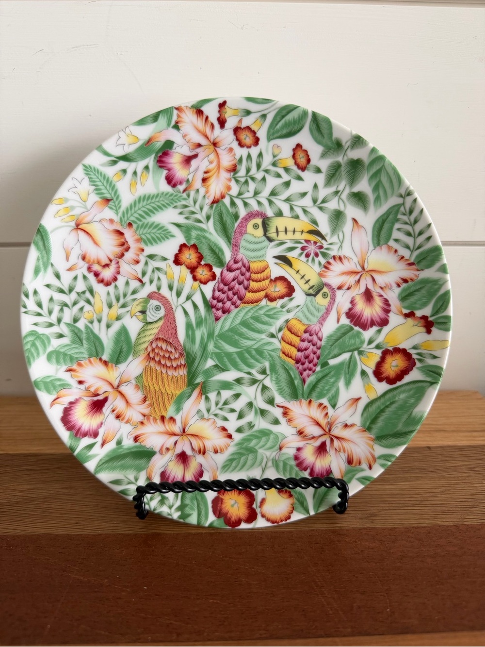 Andrea by Sadek Tropical Motif Plates Parrots Toucans 7.5” Set of 4